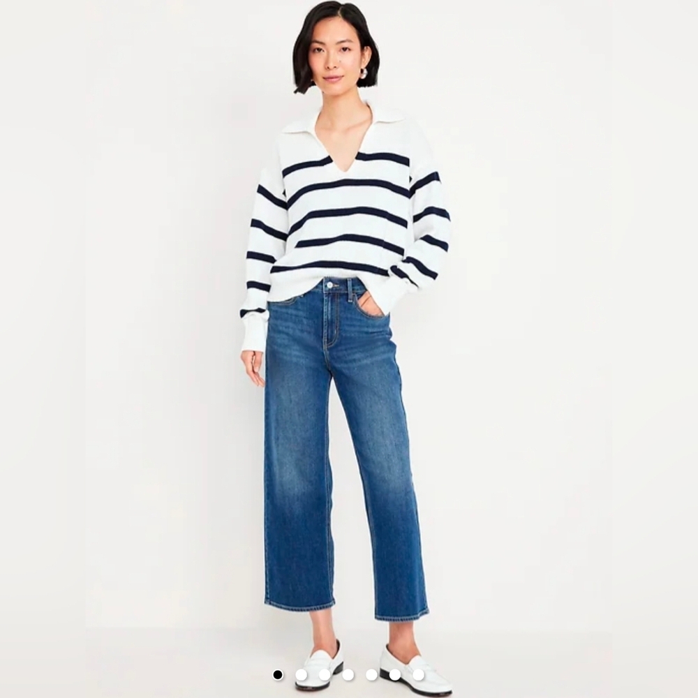 Old Navy Women's High-Waisted Wow Crop Wide-Leg Jeans Size 8 Tall